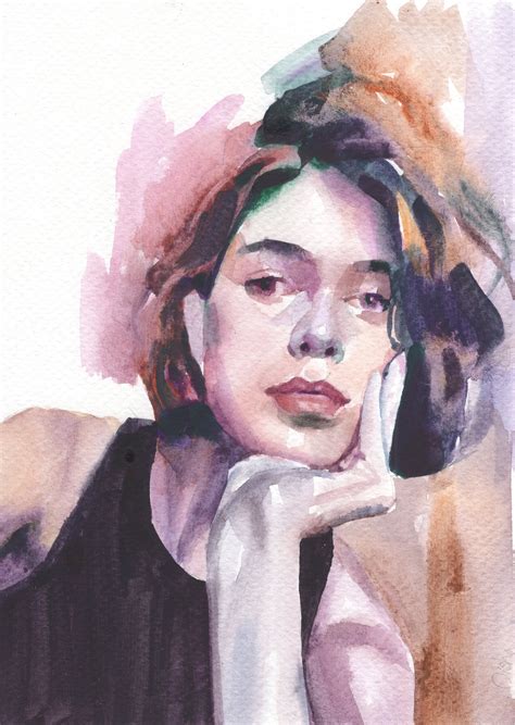 Painting Watercolor Abstract Portrait Painting Minimalist Portrait