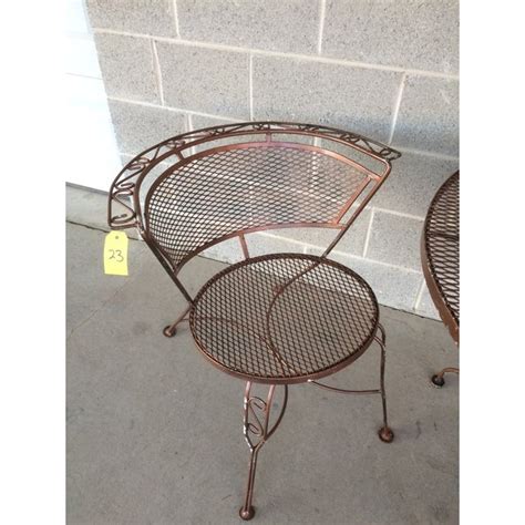Our bistro table bases can be used with your own custom wood, glass or natural stone table top. Vintage Wrought Iron Bistro Chairs & Table - Set of 3 ...