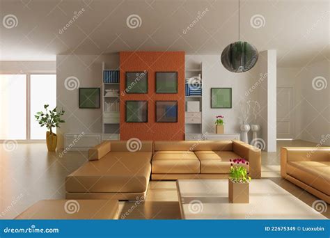 3d Render Modern Living Room Stock Illustration Illustration Of