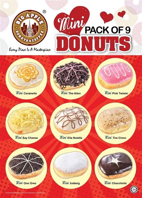 Big apple donuts & coffee is a café retailer in malaysia specializing in donuts and coffee. Big Apple 9 Pcs Mini Donuts only RM13.00