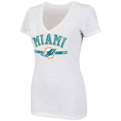 Miami Dolphins Ladies Impressive Start V Neck Slim Fit Confetti Tri Blend T Shirt White