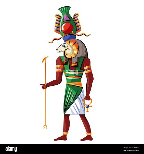 egipto antiguo dios fuente de nilo khnum vector de dibujos animados símbolo religioso de la