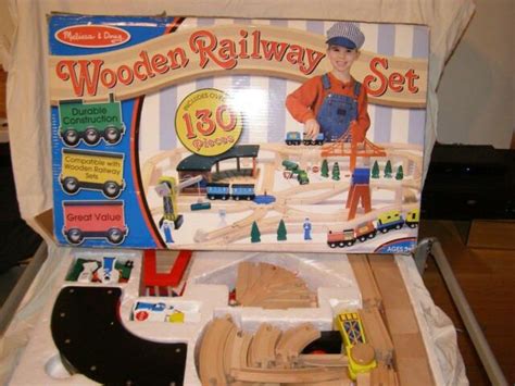 Melissa And Doug Deluxe Wooden Railway Train Set Approx 130 Pieces