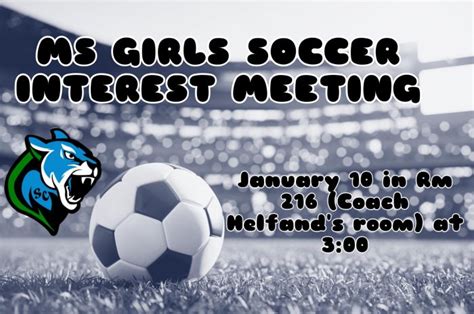 Middle School Girls Soccer Interest Meeting Main And Athletic Calendar