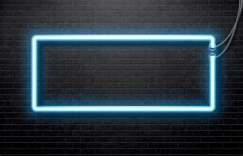 Premium Vector Neon Blue Banner Isolated On Black Brick Wall