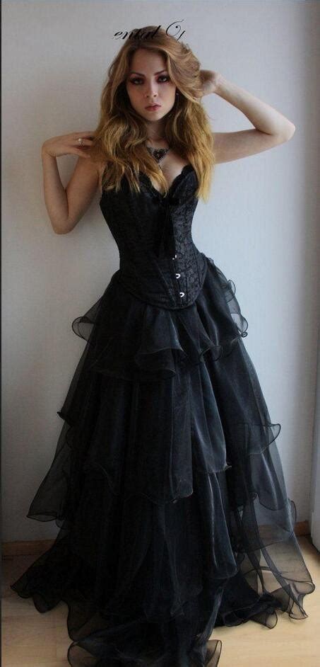 Robe De Soiree Black Victorian Gothic Corset Prom Dresses 2019 High