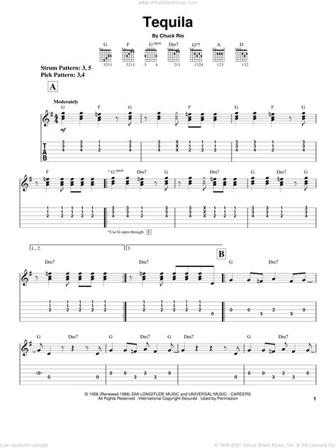 Tequila Sheet Music For Guitar Solo Easy Tablature Pdf