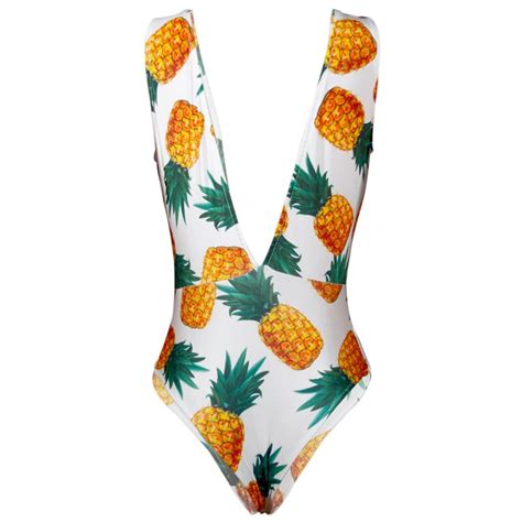 swimwear women one piece swimsuit padded top ladies bikini pineapple print swimwear bathing suit