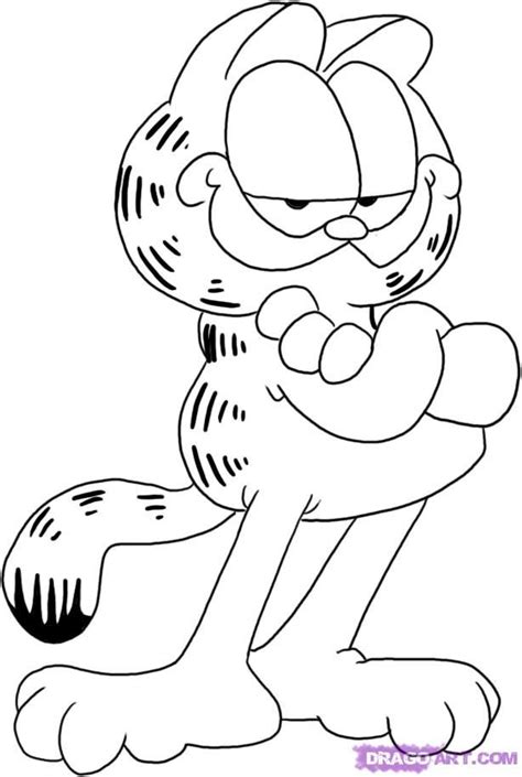 These printable coloring sheets depict garfield along with jon and odie in different moods and locations. How to Draw Garfield, Step by Step, Cartoons, Cartoons ...