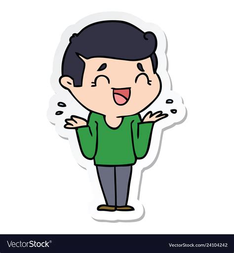 Sticker Of A Cartoon Laughing Confused Man Vector Image