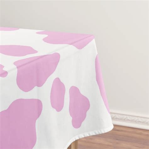 White Pink Cow Print Tablecloth
