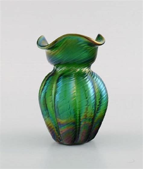 Art Nouveau Vase In Green Pressed Glass Art From Pallme König 1900s For Sale At Pamono