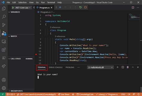 Visual Studio Code を使用して Net コンソール アプリケーションをデバッグする Net Microsoft