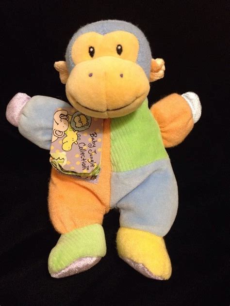 Gund Monkey Baby Jungle Collection Plush Rattle Soft Toy Baby Blue