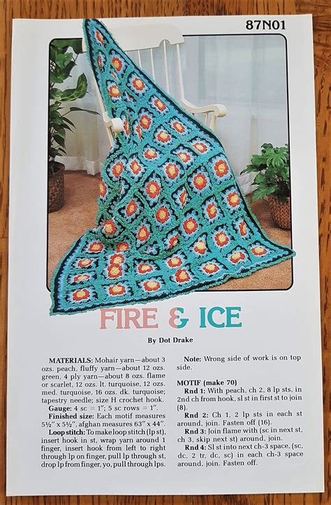 Fire And Ice Afghan Annies Attic Pattern Leaflet No 87n01 Etsy Canada