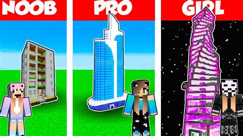 Minecraft Battle Tallest House Build Challenge Noob Vs Pro Vs Girl