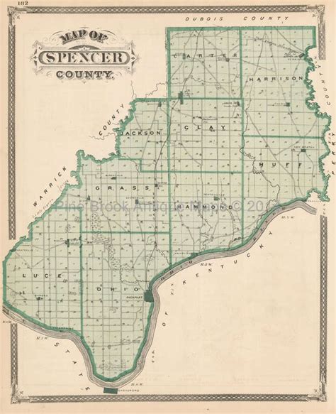 Warrick Spencer County Indiana Antique Map Original Decor Etsy