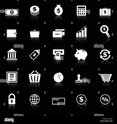 Money Icons With Reflect On Black Background Stock Vector Stock Vector