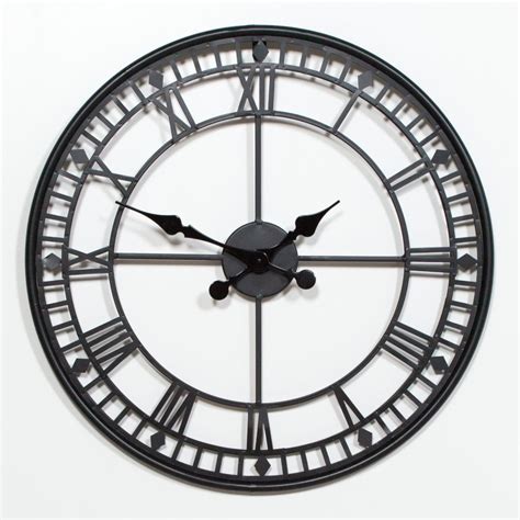Black 55cm Metal Wall Clock Accessories From Breeze Furniture Uk