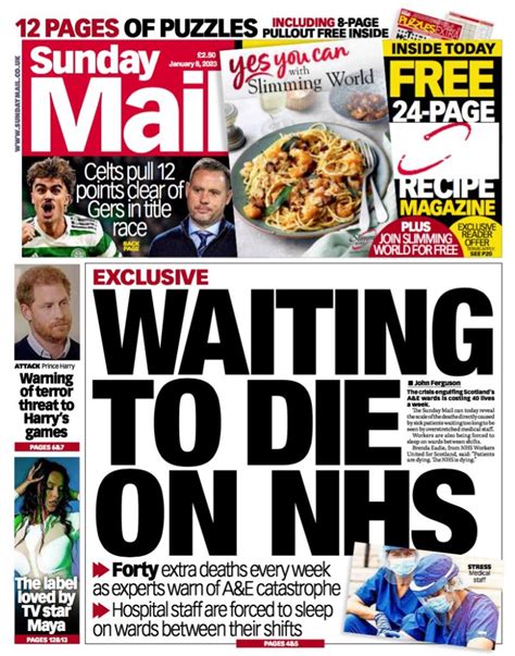 Sunday Mail Front Page 8th Of January 2023 Tomorrows Papers Today