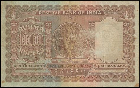 Convert indian rupee to us dollar. 1000 rupees 1939 Reserve Bank of India banknote for Burma ...