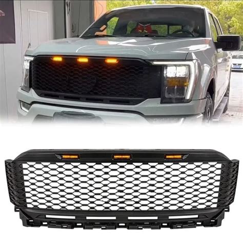 For 2021 Ford F 150 Raptor Style Matte Black Bumper Grill Grille W