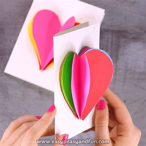 Diy 3d Valentines Day Cards Easy Using Simple Folded Paper Hearts