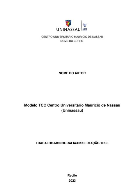 Capa De Trabalho Uninassau