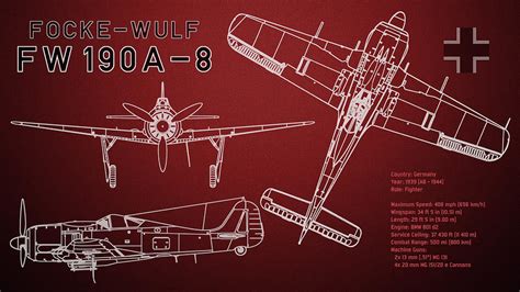 Focke Wulf Fw 190 A 8 Blueprint Digital Art By Jesp Art And Decor