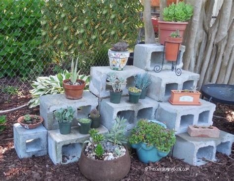DIY Cement Blocks Plant Shelf