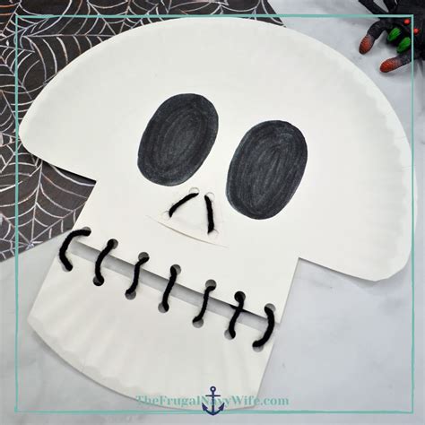 Skeleton Paper Plate Lacing Craft The Frugal Navy Wife
