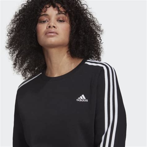 Adidas Essentials 3 Stripes Fleece Sweatshirt Plus Size Black