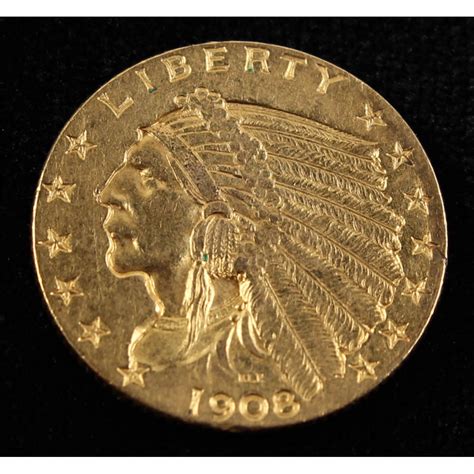 1908 American Gold Eagle 5 Five Dollar Gold Coin Pristine Auction