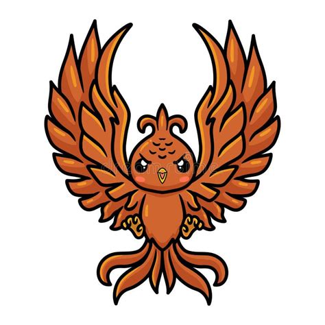 Cute Little Phoenix Cartoon Flying Stock Vector Illustration Of Icon