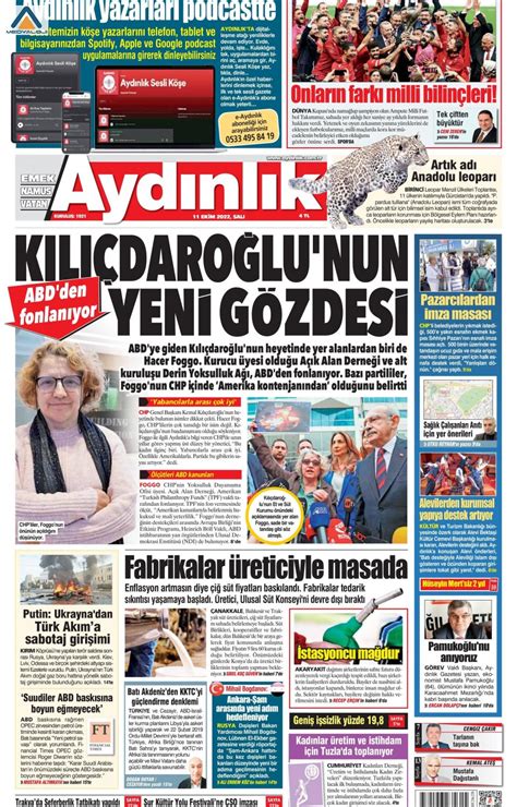 Aydınlık Gazetesi Gazetesi 11 10 2022 tarihli manşeti
