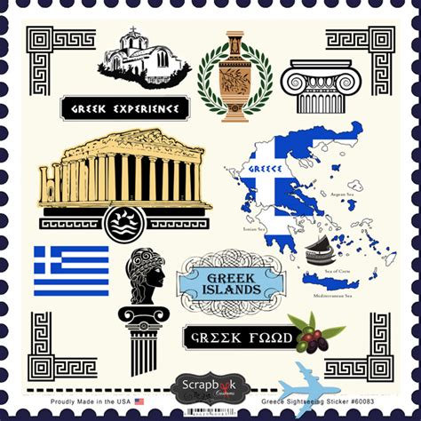 Scrapbook Customs 12 X 12 Cardstock Stickers Greece Sightseeing
