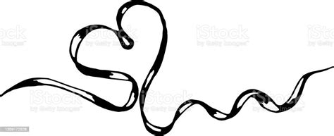 Heart Shaped Ribbon Vector Clipart Hand Drawn Stock Illustration