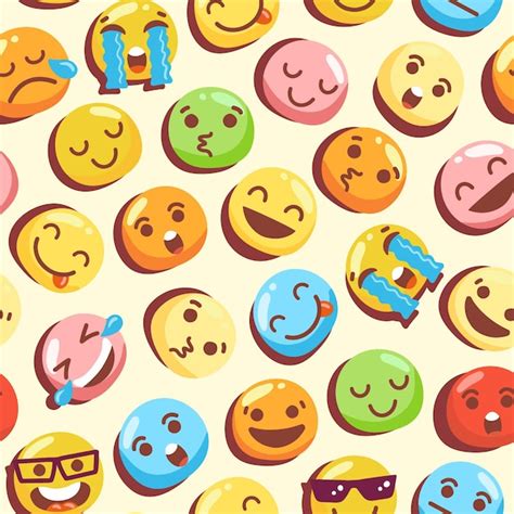Padrão De Emoticons De Sorriso Colorido Vetor Grátis