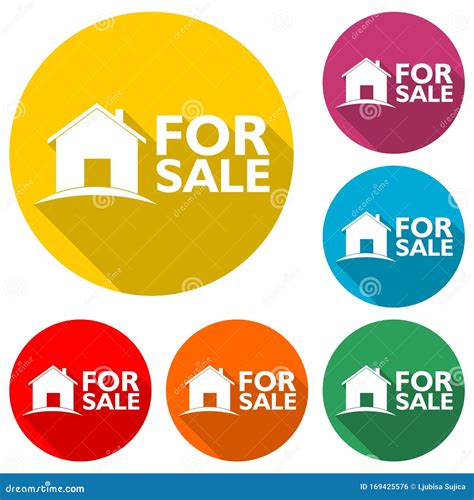 House For Sale Icon With Long Shadow Stock Vector Illustration Of
