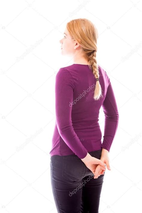 Woman With Hands Behind Back Stock Standing Poses Women Stock