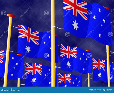 Australian Flags Stock Illustration Illustration Of Flagpoles 85715408