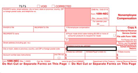 1099 Nec Form 2022 Printable Pdf Template Free Download