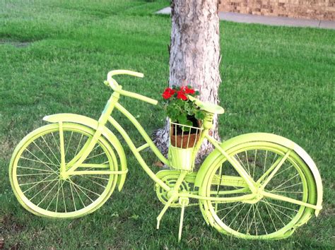 Vintage Bike Bicycle Spray Painted And Used As Yard Decorplanter