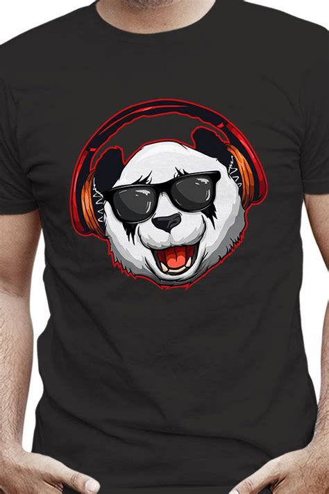 funky panda bear t shirt with sunglasses and headphones