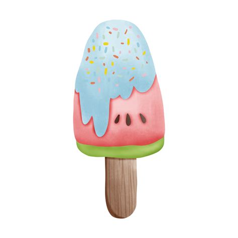 Watermelon Ice Cream Sticks With Blue Chocolate And Colorful Icing