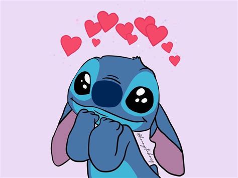 Stitch With Love Hearts Sticker By Honeystickersz Stitch Cartoon