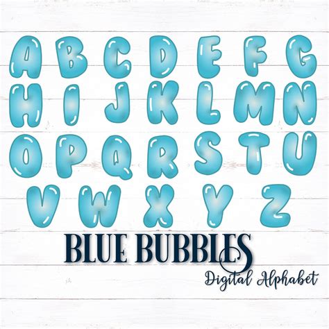 New Blue Bubbles Digital Alphabet Can Be Used For Shirts Bulletin Boards Craft Projects And