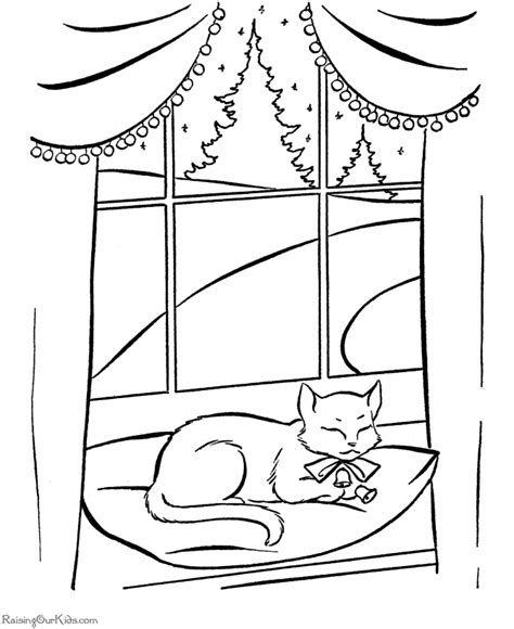 Download and print these window coloring pages for free. Cat napping in window. | COLORING-Christmas | Pinterest ...