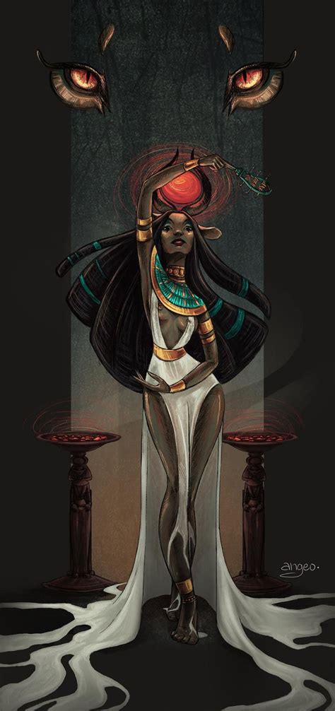 Hathor Original Art Print Digital Illustration Mythology Egyptian Goddess Character