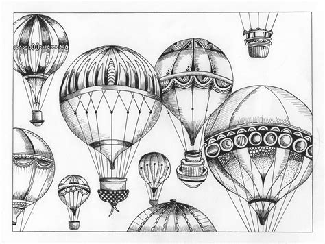Pin by christina bulanadi on Coloring | Hot air balloon drawing, Sharpie drawings, Hot air